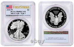 2021 W Silver American Eagle $1 Type 1 Pcgs Pr69dcam Firststrike Flag Z48