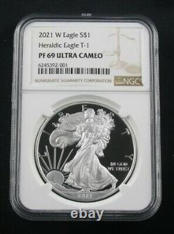 2021-w Proof American Silver Eagle Type 1 Ngc Pf69