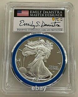 2021-w Type 2 Proof Silver Eagle Pcgs Pr70 Advance Releases Damstra Signed