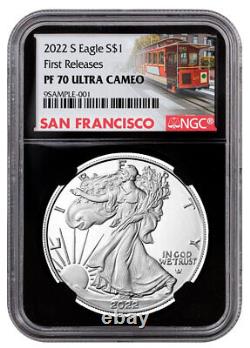 2022 S $1 Proof American Silver Eagle 1-oz NGC PF70 FR Black Core Trolley Label