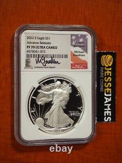 2022 S Proof Silver Eagle Ngc Pf70 Michael Gaudioso Signed Advance Releases