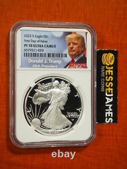 2022 S Proof Silver Eagle Ngc Pf70 Ultra Cameo First Day Of Issue Donald Trump