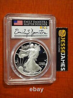 2022 S Proof Silver Eagle Pcgs Pr70 Dcam Emily Damstra Signed First Day Of Issue
