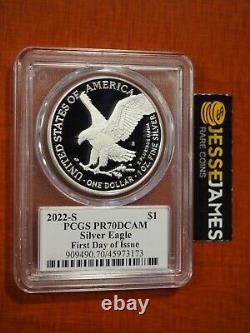 2022 S Proof Silver Eagle Pcgs Pr70 Dcam Emily Damstra Signed First Day Of Issue