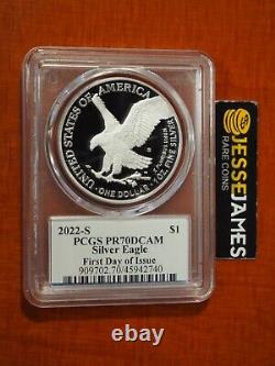 2022 S Proof Silver Eagle Pcgs Pr70 Dcam First Day Of Issue Chicago Ana Label