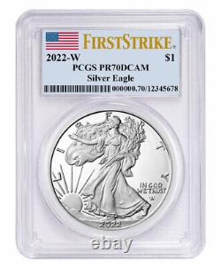 2022 W $1 Proof American Silver Eagle 1-oz PCGS PR70 DCAM FS Flag Label