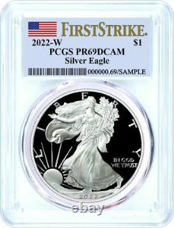 2022 W $1 Proof Silver Eagle PCGS PR69 DCAM First Strike Flag Label