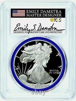 2022 W $1 Proof Silver Eagle PCGS PR70 DCAM Advanced Release Emily Damstra