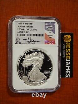 2022 W Proof Silver Eagle Ngc Pf70 Advance Releases Thomas Uram Signed Label