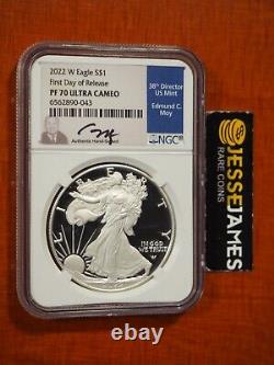 2022 W Proof Silver Eagle Ngc Pf70 First Day Of Release Fdor Edmund Moy Signed