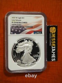 2022 W Proof Silver Eagle Ngc Pf70 Ultra Cameo Early Releases USA Flag Label