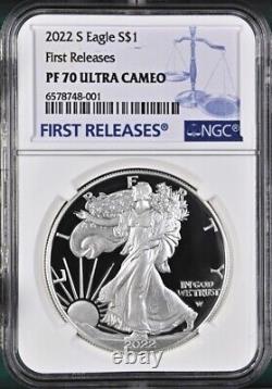 2022 s proof silver eagle ngc pf70 uc first releases fr label with coa