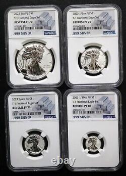 2023 Fiji 4 Coin Reverse Proof T-1 Fractional Silver Eagle Set NGC Reverse PF 70