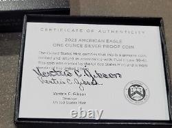 2023 W PROOF SILVER AMERICAN EAGLE $1, SIGNED Mint Director Ventris Gibson