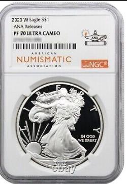 2023 W Proof $1 Silver Eagle NGC PF70 PHOENIX ANA SHOW RELEASES LIMITED ISSUE. %