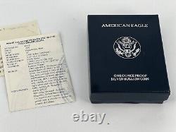 American Eagle 1oz Proof Silver Bullion Coin in Box with Paperwork