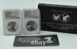 American Eagle 2021 W S Silver Reverse Proof Designer Edition 2 Coins NGC PF70