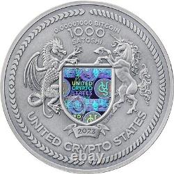Binary Eagle Binary World 2 oz Silver Coin 0.00001 Bitcoin UCS 2023