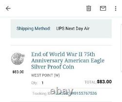End of World War II 75th Anniversary American Eagle Silver Proof Coin Sealed Box