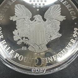 GEM BU PROOF 8 Troy OZ. 999 Fine Silver Round Silver Eagle Design 1991