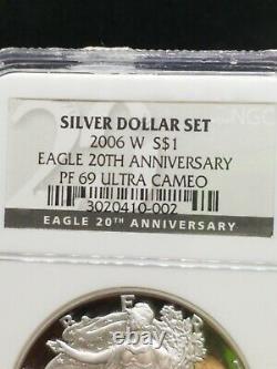 NGC-PF69 UltraCameo 2006-W $1 Proof Silver Eagle 20th Anniversary From Set