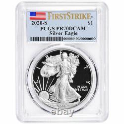 Presale 2020-S Proof $1 American Silver Eagle PCGS PR70DCAM FS Flag Label