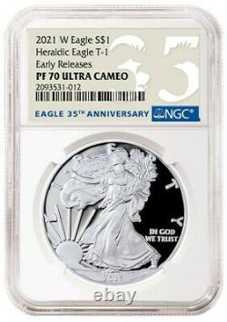 Presale 2021 W $1 American Silver Eagle Type 1 Ngc First Release Pf70 35th