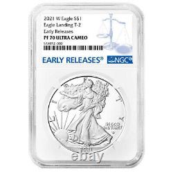 Presale 2021-W Proof $1 Type 2 American Silver Eagle NGC PF70UC ER Blue Label