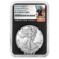 Presale 2022-W Proof $1 American Silver Eagle Congratulations Set NGC PF70UC F