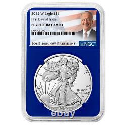 Presale 2023-W Proof $1 American Silver Eagle NGC PF70UC FDI Biden Label Blue