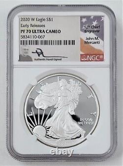 Proof 2020 W 1 oz American 999 Silver Eagle Mercanti NGC PF70 Early Releases N4