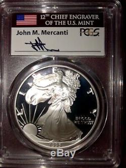 Silver Eagles Date/Run signed by Mercanti, PF70DCAM, 1986-2020 &1995w