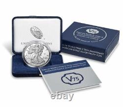 (Unopened) 2020 W END OF WORLD WAR II 75th ANNIVERSARY AMERICAN SILVER EAGLE V75