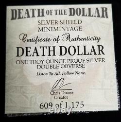 1 Oz 999 Bouclier D’argent Preuve Aveuglé Liberté Warbird Silver Eagle Death Dollar