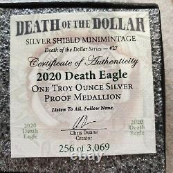 1 Oz. 999 Silver Shield Proof Death Eagle Mort Du Dollar Donald Trump Ase