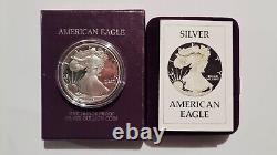 1 once 1986-S American 999 pièce d'argent fin Proof Eagle USA Bullion avec boîte et certificat d'authenticité.
