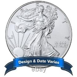 1 oz American Silver Eagle Coin Type 1 (Années 2021 et antérieures) Lot de 5