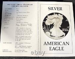 1986 S Us Mint. 999 Silver Proof Bullion American Eagle One Ounce + boîte/coffret/certificat d'authenticité