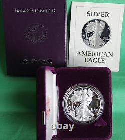 1987 S Américan Silver Eagle Proof Dollar Us Mint Asse Coin Avec Boîte Et Coa