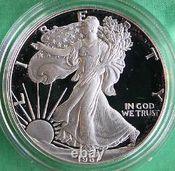 1987 S Américan Silver Eagle Proof Dollar Us Mint Asse Coin Avec Boîte Et Coa