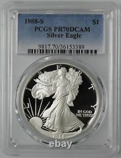 1988 S $1 Proof Silver Eagle Pcgs Pr70 Dcam Blue Label