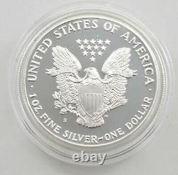 1990 American Silver Eagle Proof 1 Oz Silver Bullion Velvet Box & Coa