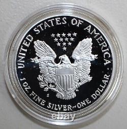 1990 S American Eagle Silver Proof Dollar Coin $1 Us Proof Avec Boîte Et Coa