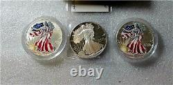 1990-s American Eagle Proof 999 Silver Walking Liberty Dollar Coin Couleur 1999