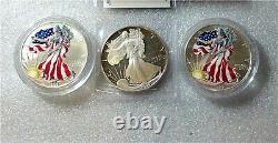 1990-s American Eagle Proof 999 Silver Walking Liberty Dollar Coin Couleur 1999
