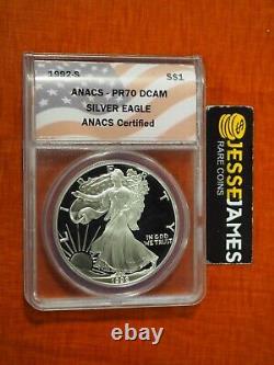 1992 S Proof Silver Eagle Anacs Pr70 Dcam Dlag Label
