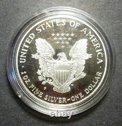 1994 P Proof American Silver Eagle One Ounce Bullion Coin Box & Coa 9e Année