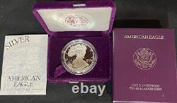 1995 P US Mint. 999 Argent Preuve d'Aigle Américain d'une Once + boîte/étui/certificat d'authenticité
