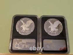 % 2 Coin Set 2021 W S Ngc Pf70uc Eagle Proof Silver, Type 2, Eagle/mtn