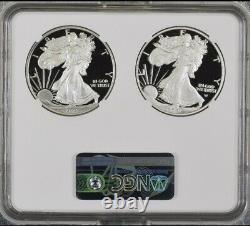 %2 Coin Set 2021 W & S Prof Silver Eagle, Type 1 & 2 Ngc Pf70uc, Eagle/mtn